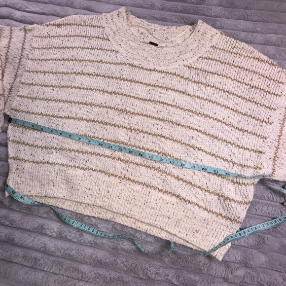 Free People Sweater Women Small Starlight Striped Sparkle Open Knit Oversize Top - Picture 9 of 12